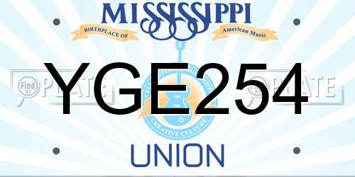 YGE254 Mississippi License Plate