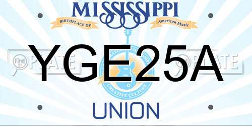 YGE25A Mississippi License Plate