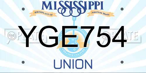 YGE754 Mississippi License Plate