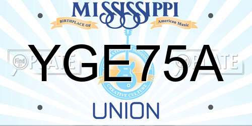 YGE75A Mississippi License Plate