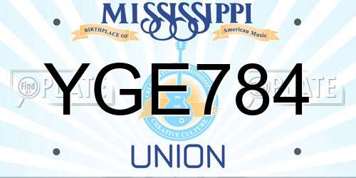 YGE784 Mississippi License Plate