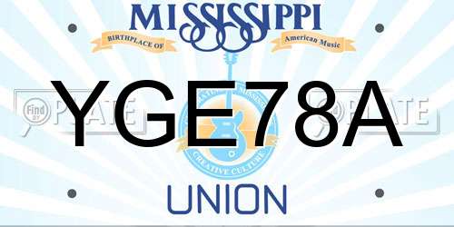 YGE78A Mississippi License Plate
