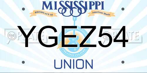YGEZ54 Mississippi License Plate