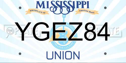 YGEZ84 Mississippi License Plate