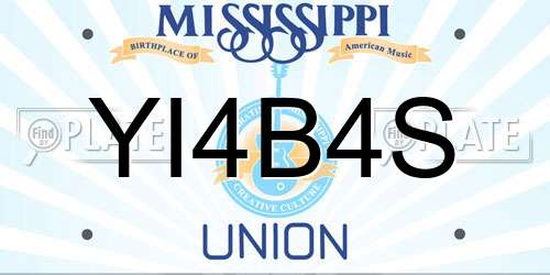 YI4B4S Mississippi License Plate