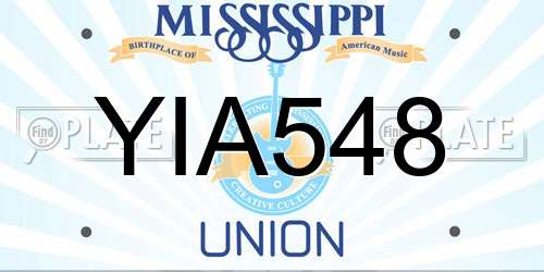 YIA548 Mississippi License Plate