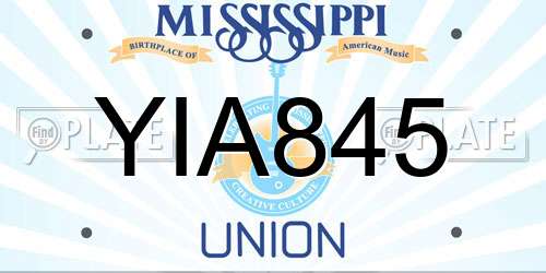 YIA845 Mississippi License Plate