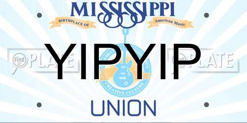 YIPYIP Mississippi License Plate