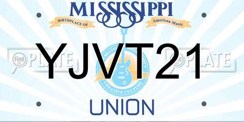 YJVT21 Mississippi License Plate