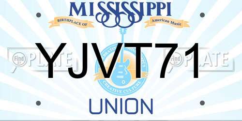 YJVT71 Mississippi License Plate