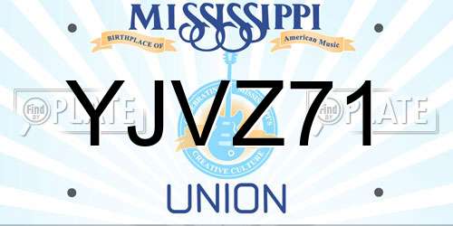 YJVZ71 Mississippi License Plate