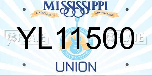 YL11500 Mississippi License Plate