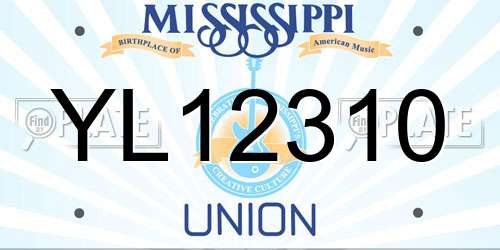 YL12310 Mississippi License Plate