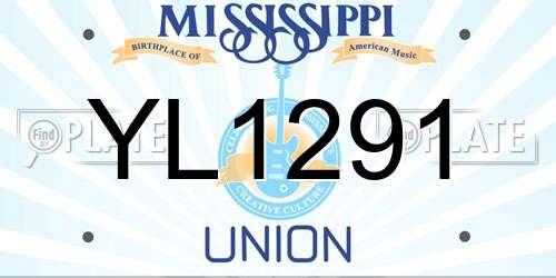 YL1291 Mississippi License Plate