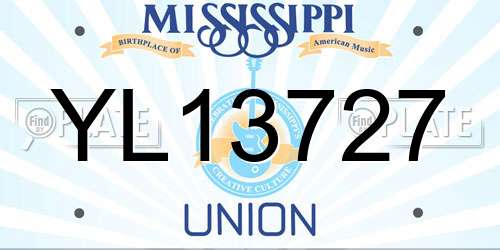 YL13727 Mississippi License Plate