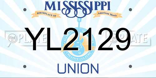 YL2129 Mississippi License Plate