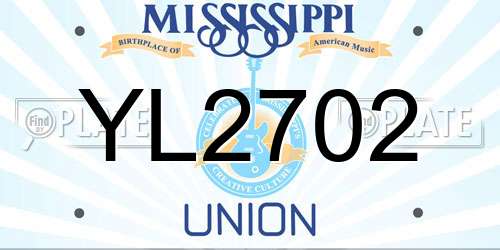 YL2702 Mississippi License Plate
