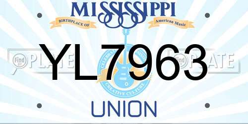 YL7963 Mississippi License Plate