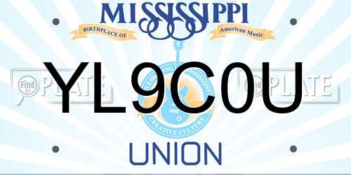 YL9C0U Mississippi License Plate