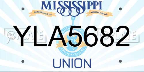YLA5682 Mississippi License Plate