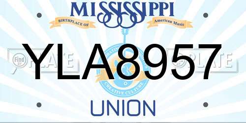 YLA8957 Mississippi License Plate