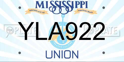 YLA922 Mississippi License Plate