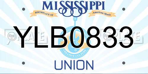 YLB0833 Mississippi License Plate