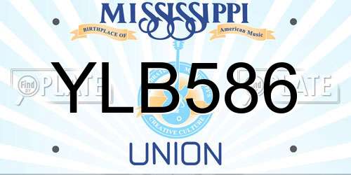 YLB586 Mississippi License Plate