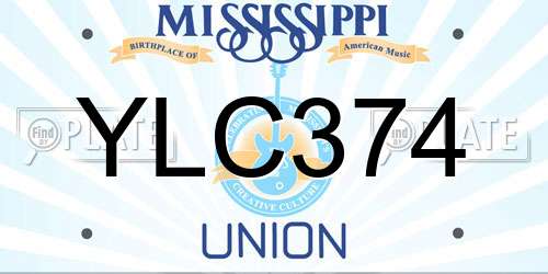 YLC374 Mississippi License Plate