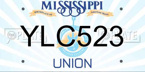 YLC523 Mississippi License Plate