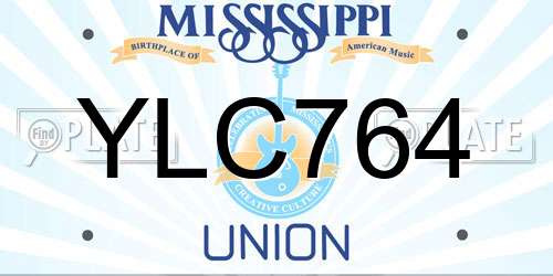 YLC764 Mississippi License Plate