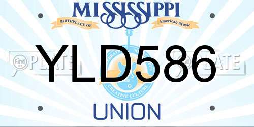 YLD586 Mississippi License Plate