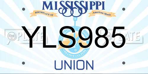 YLS985 Mississippi License Plate