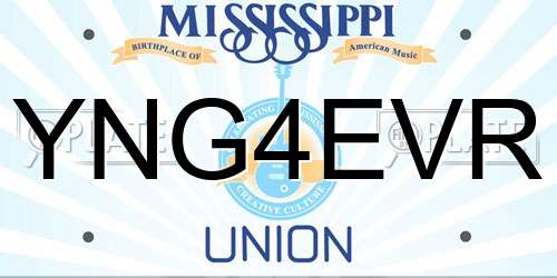 YNG4EVR Mississippi License Plate