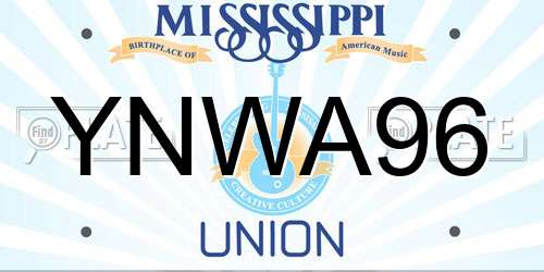 YNWA96 Mississippi License Plate