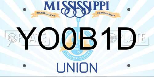 YO0B1D Mississippi License Plate