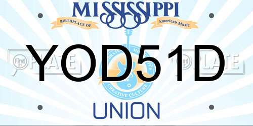YOD51D Mississippi License Plate
