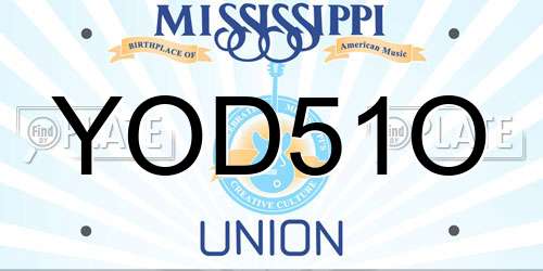 YOD51O Mississippi License Plate