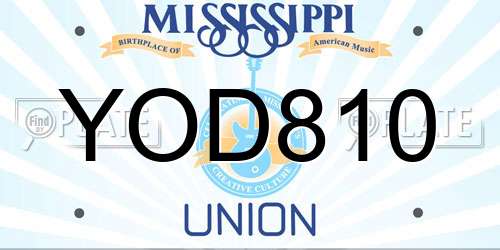 YOD810 Mississippi License Plate