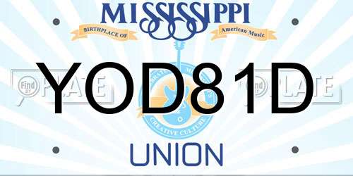 YOD81D Mississippi License Plate
