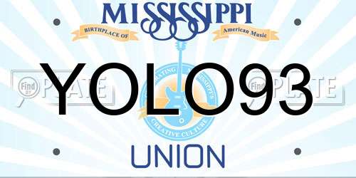YOLO93 Mississippi License Plate