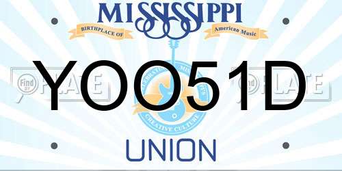 YOO51D Mississippi License Plate