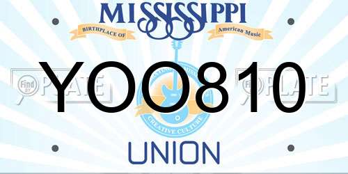 YOO810 Mississippi License Plate