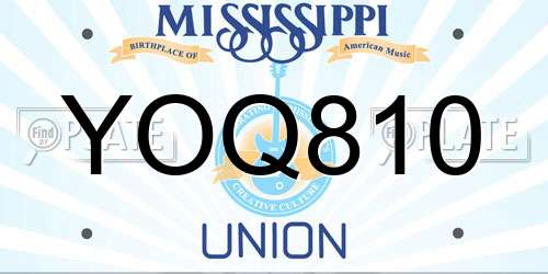 YOQ810 Mississippi License Plate