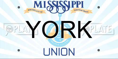 YORK Mississippi License Plate