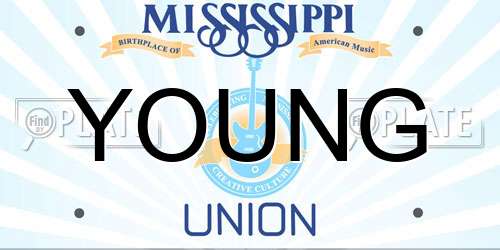 YOUNG Mississippi License Plate