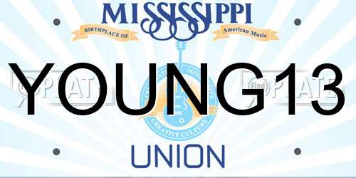 YOUNG13 Mississippi License Plate