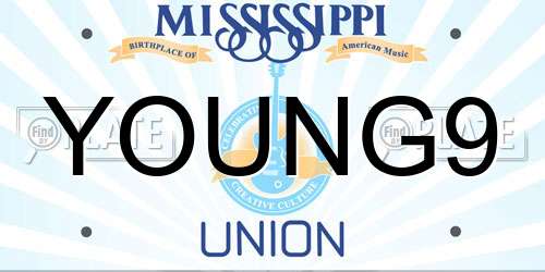 YOUNG9 Mississippi License Plate