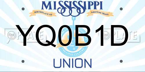 YQ0B1D Mississippi License Plate