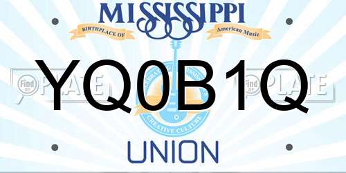 YQ0B1Q Mississippi License Plate